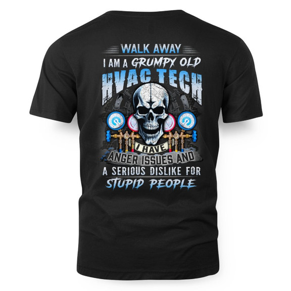 Grumpy Old HVAC Tech - Skull Attitude T-Shirt
