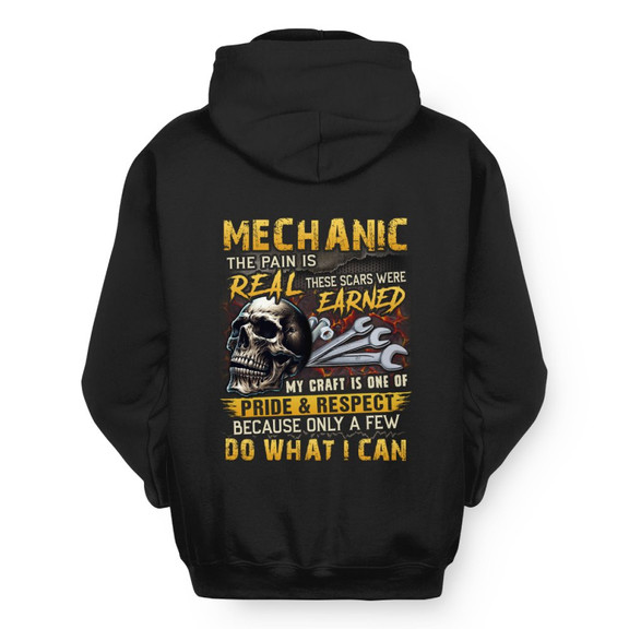 The Pain Is Real Mechanic Apparel - Skull Workwear Hoodie