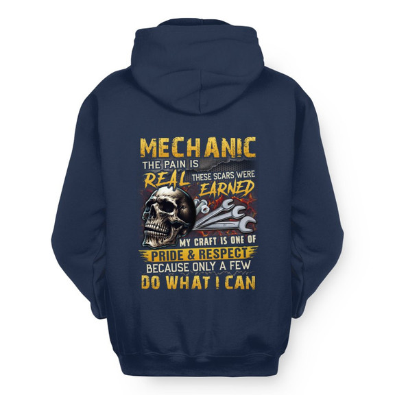 The Pain Is Real Mechanic Apparel - Skull Workwear Hoodie