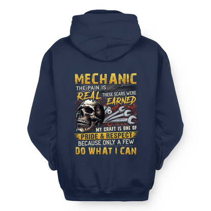 The Pain Is Real Mechanic Apparel - Skull Workwear Hoodie