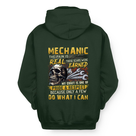 The Pain Is Real Mechanic Apparel - Skull Workwear Hoodie