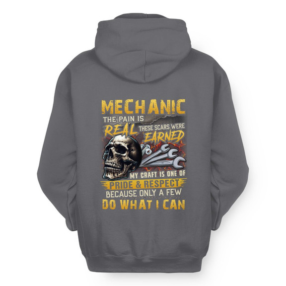 The Pain Is Real Mechanic Apparel - Skull Workwear Hoodie