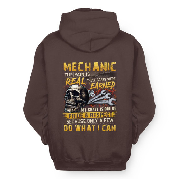 The Pain Is Real Mechanic Apparel - Skull Workwear Hoodie
