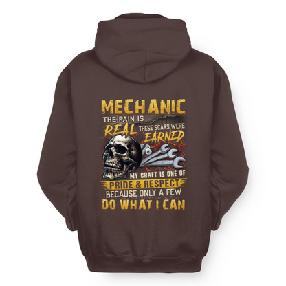 The Pain Is Real Mechanic Apparel - Skull Workwear Hoodie