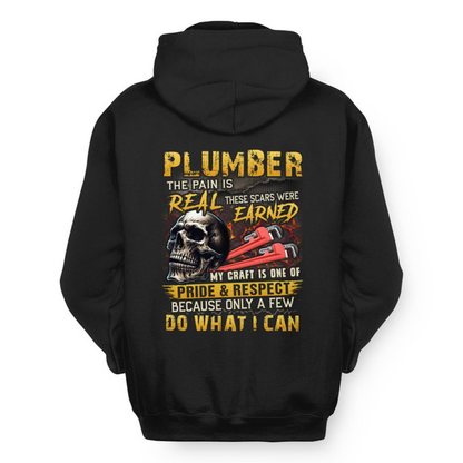 The Pain Is Real Plumber Apparel - Skull Workwear Hoodie