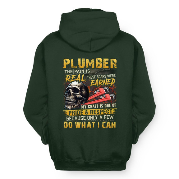 The Pain Is Real Plumber Apparel - Skull Workwear Hoodie