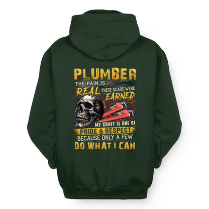 The Pain Is Real Plumber Apparel - Skull Workwear Hoodie