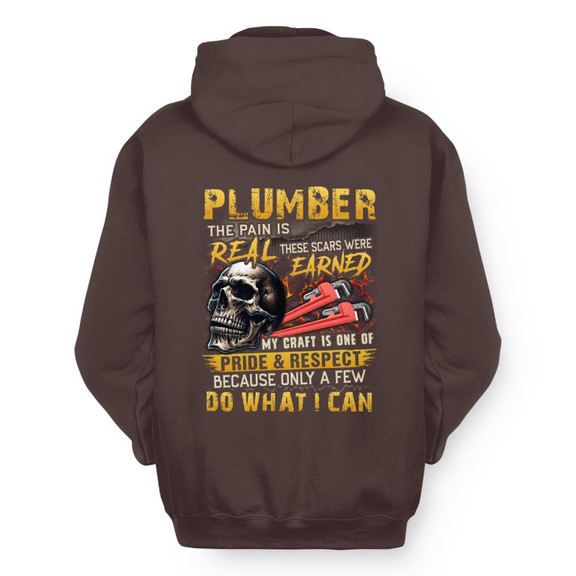 The Pain Is Real Plumber Apparel - Skull Workwear Hoodie