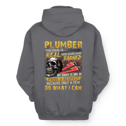 The Pain Is Real Plumber Apparel - Skull Workwear Hoodie