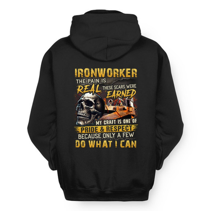 The Pain Is Real Ironworker Apparel - Skull Workwear Hoodie