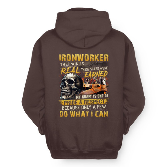 The Pain Is Real Ironworker Apparel - Skull Workwear Hoodie
