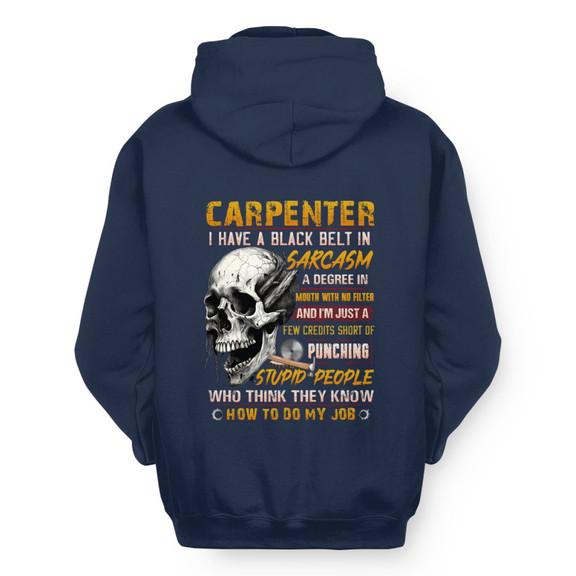 Black Belt In Sarcasm Carpenter Apparel - Skull Humor Hoodie