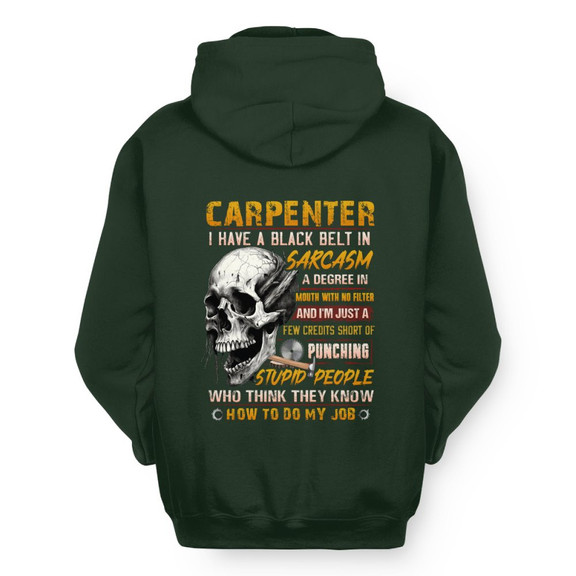 Black Belt In Sarcasm Carpenter Apparel - Skull Humor Hoodie