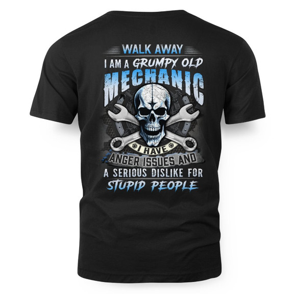Grumpy Old Mechanic - Anger Issues Skull T-Shirt