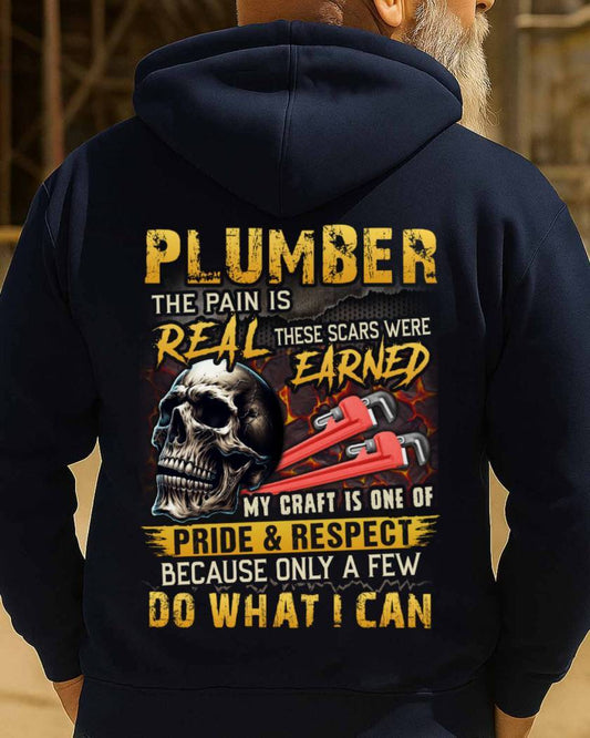 The Pain Is Real Plumber Apparel - Skull Workwear Hoodie