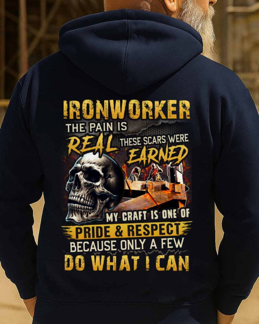 The Pain Is Real Ironworker Apparel - Skull Workwear Hoodie
