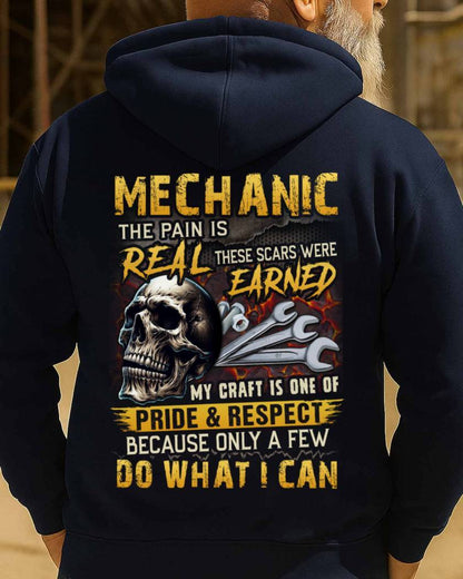 The Pain Is Real Mechanic Apparel - Skull Workwear Hoodie