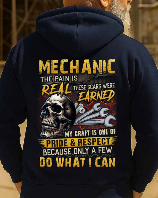 The Pain Is Real Mechanic Apparel - Skull Workwear Hoodie