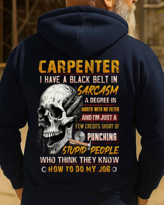 Black Belt In Sarcasm Carpenter Apparel - Skull Humor Hoodie